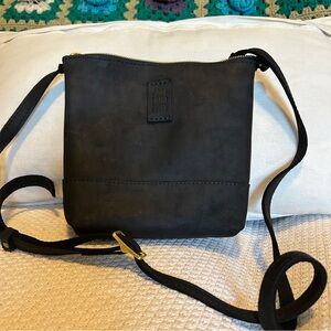 PORTLAND LEATHER Festival Crossbody Bag in Shadow Black